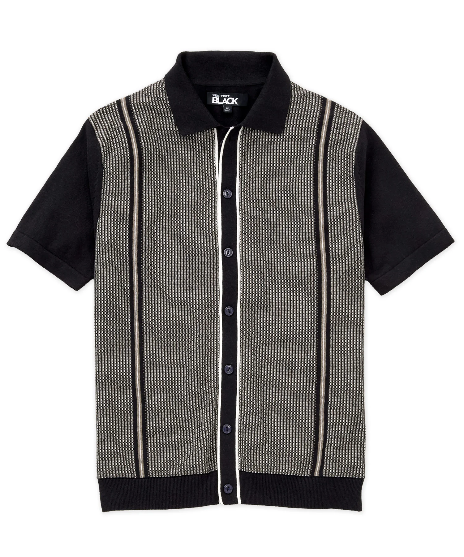 Westport Black Short Sleeve Como Button Front Polo
