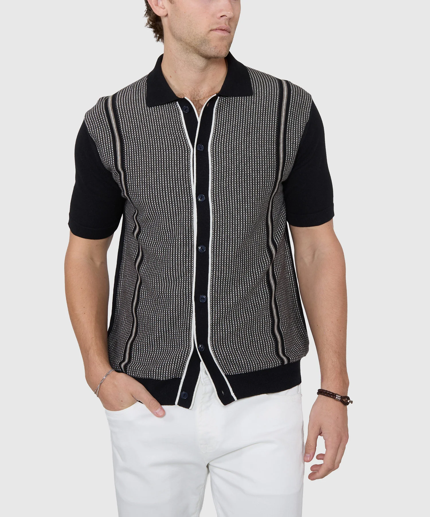 Westport Black Short Sleeve Como Button Front Polo - Image 4