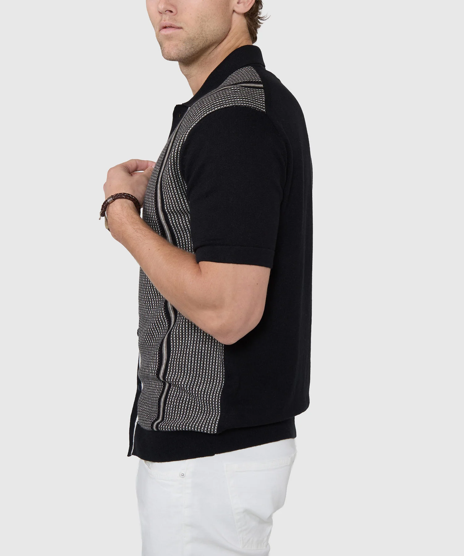Westport Black Short Sleeve Como Button Front Polo - Image 5