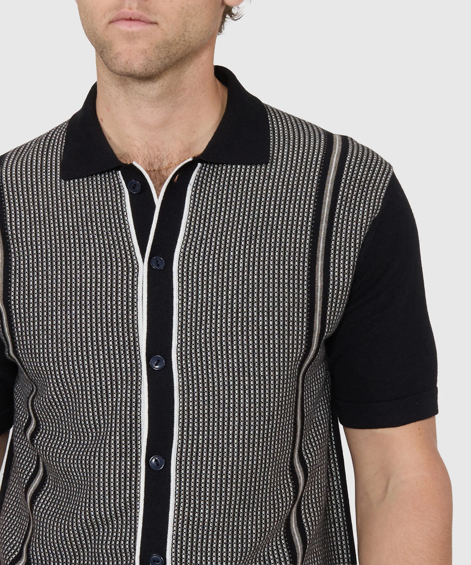 Westport Black Short Sleeve Como Button Front Polo - Image 6