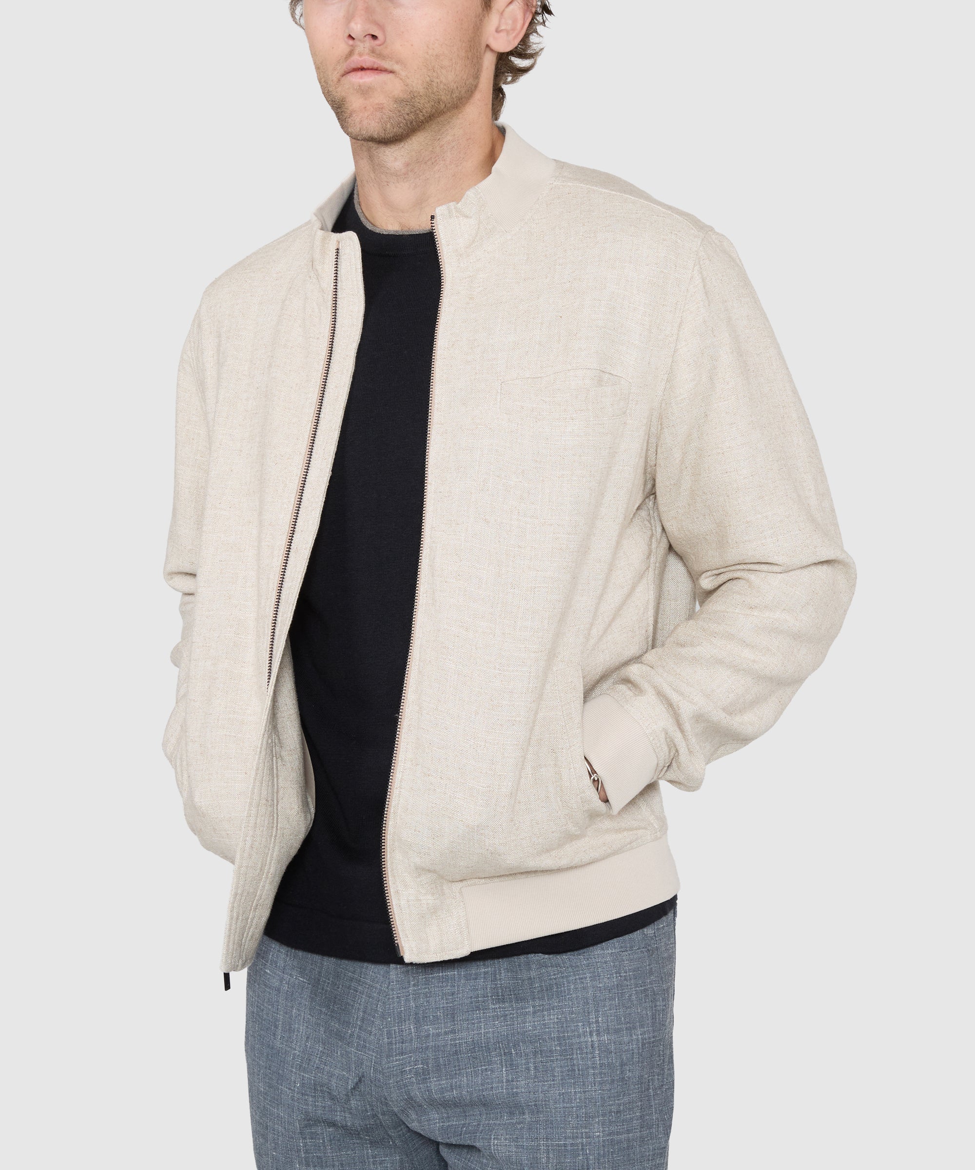 Westport Black Gatsby Linen Blend Bomber Jacket - Image 11