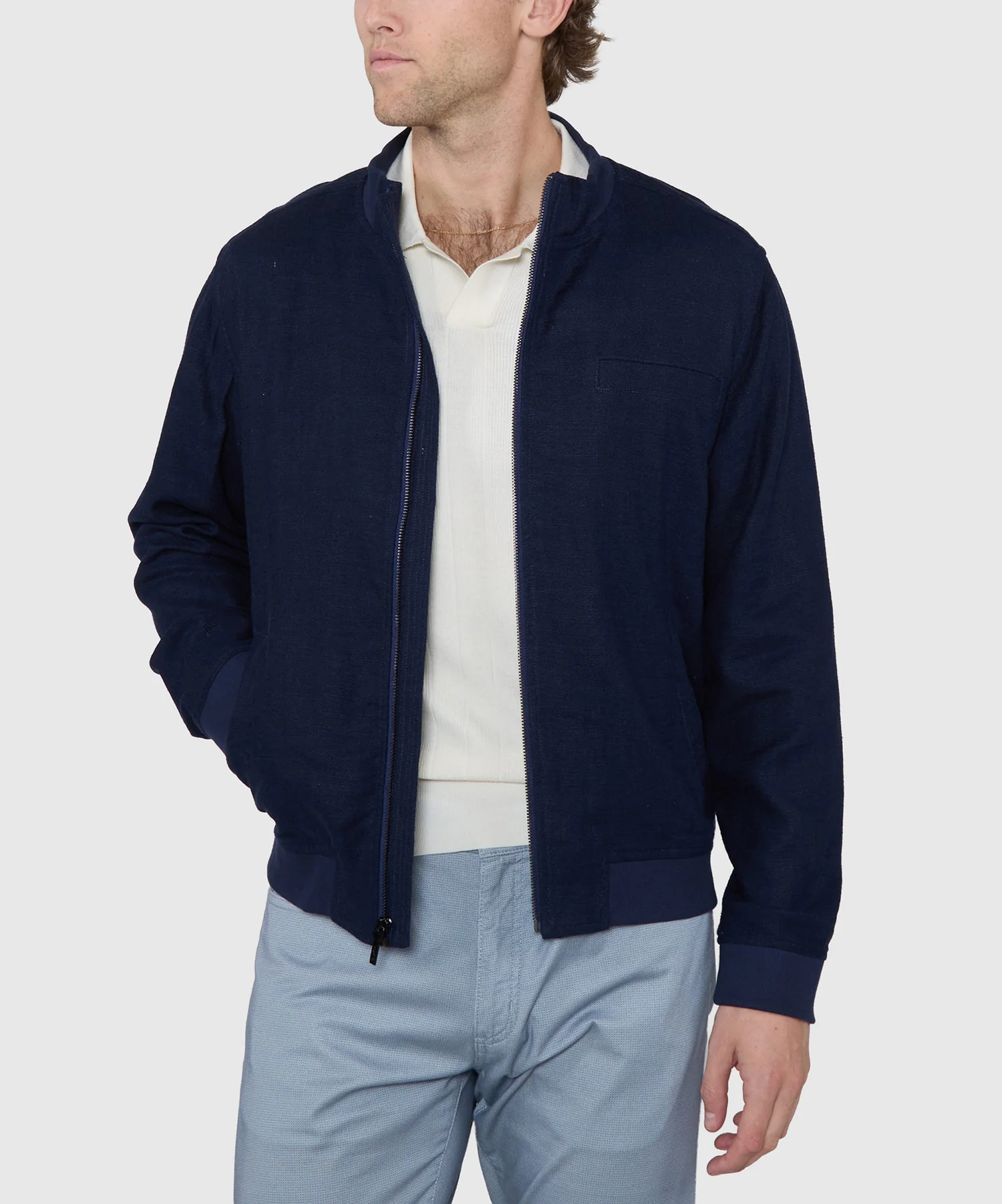 Westport Black Gatsby Linen Blend Bomber Jacket - Image 3