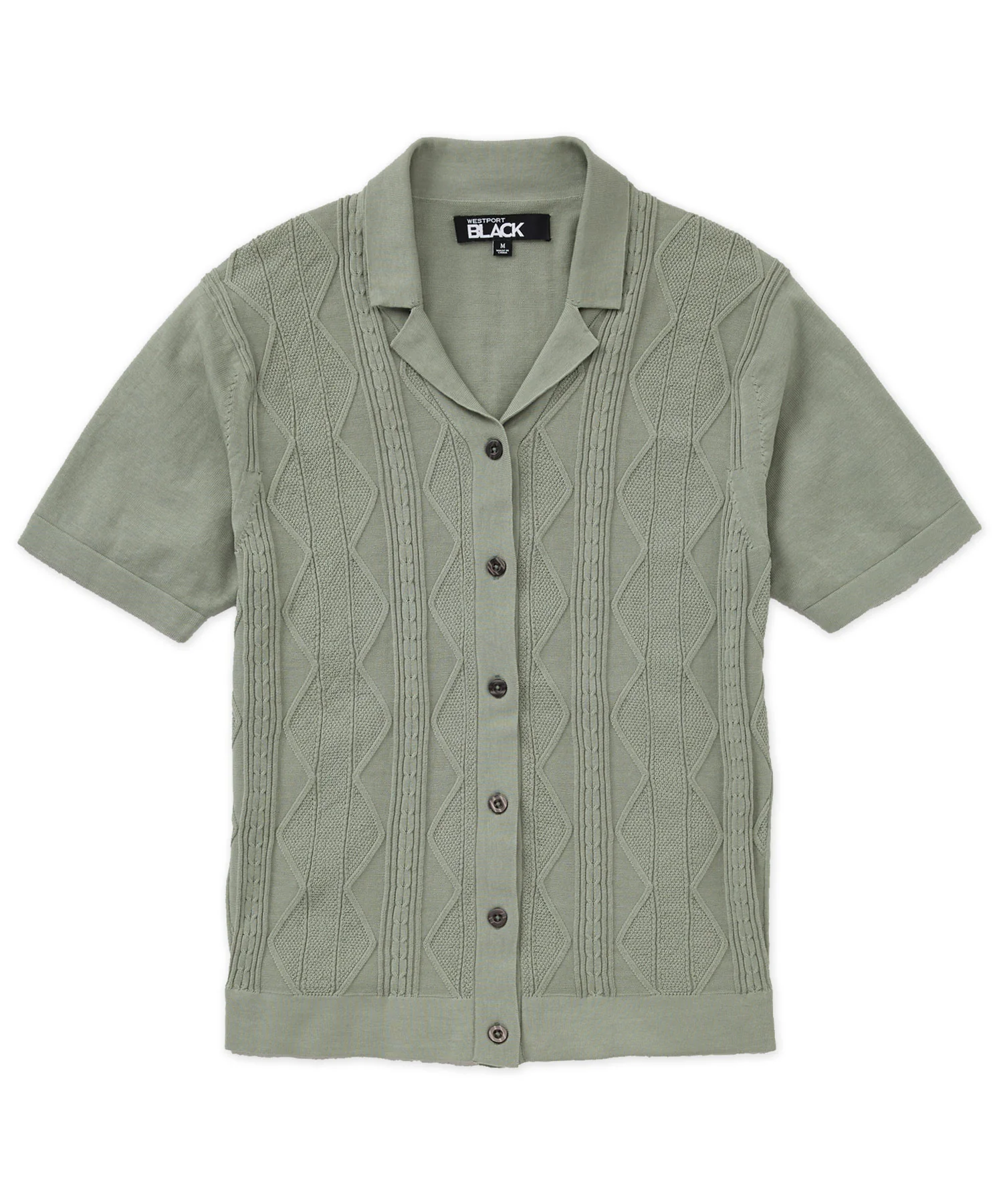 Westport Black Short Sleeve Sparks Button Front Cabana Polo