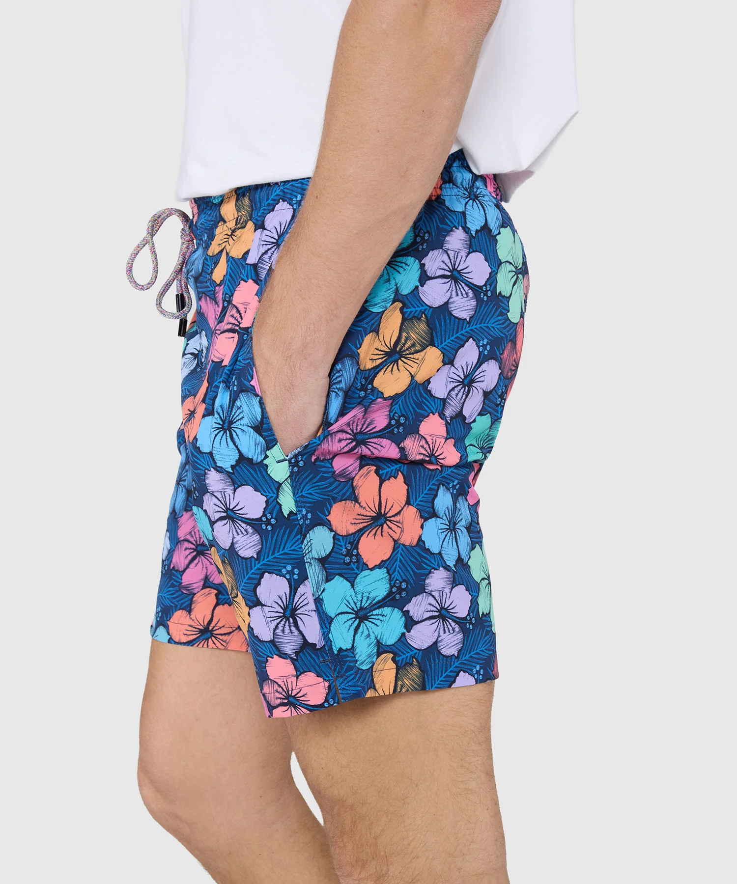 Westport Black Hampton Hibiscus Print Swim Shorts - Image 4