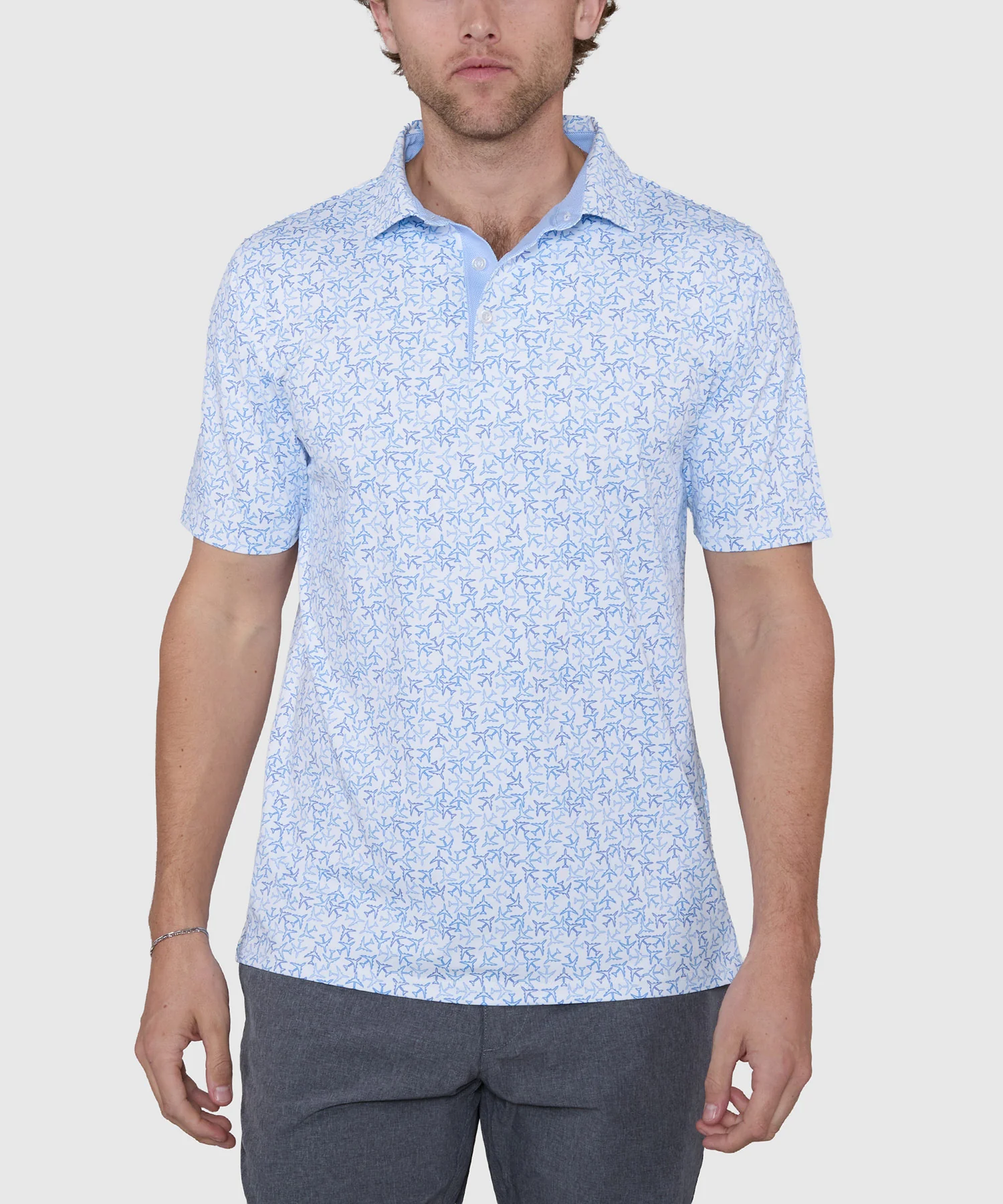 Westport Lifestyle Short Sleeve Airplanes Print Performance Polo - Image 2