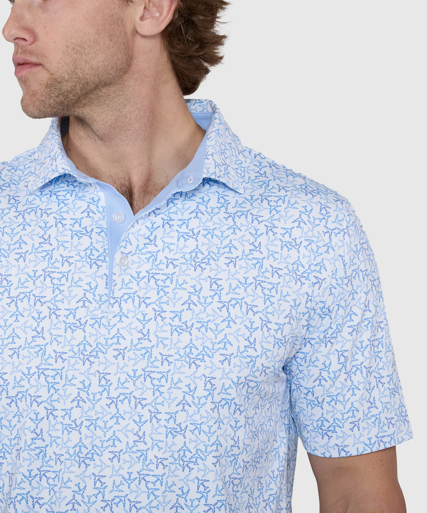 Westport Lifestyle Short Sleeve Airplanes Print Performance Polo - Image 3