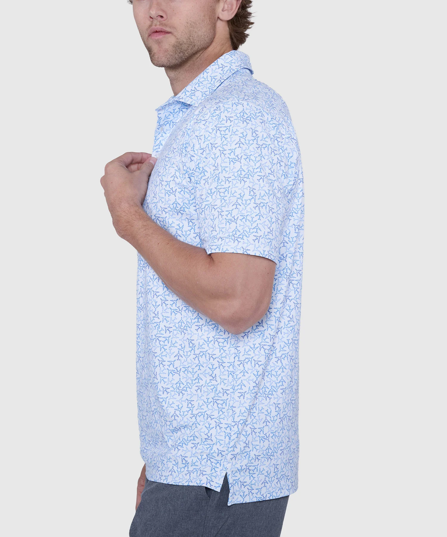 Westport Lifestyle Short Sleeve Airplanes Print Performance Polo - Image 4
