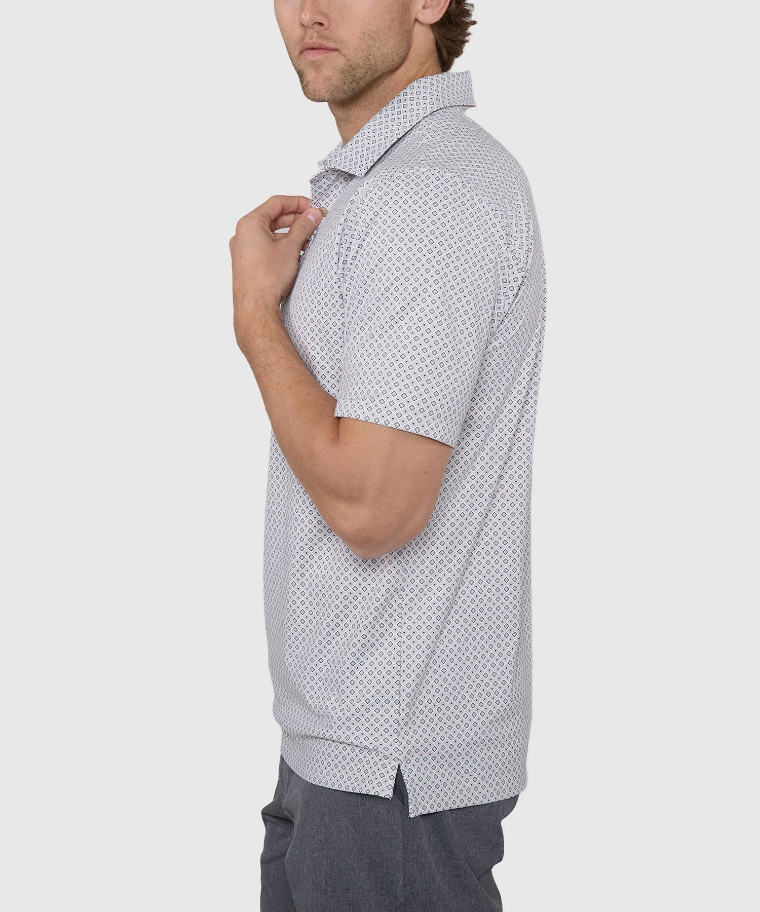 Westport Lifestyle Short Sleeve Diamond Print Performance Polo - Image 4