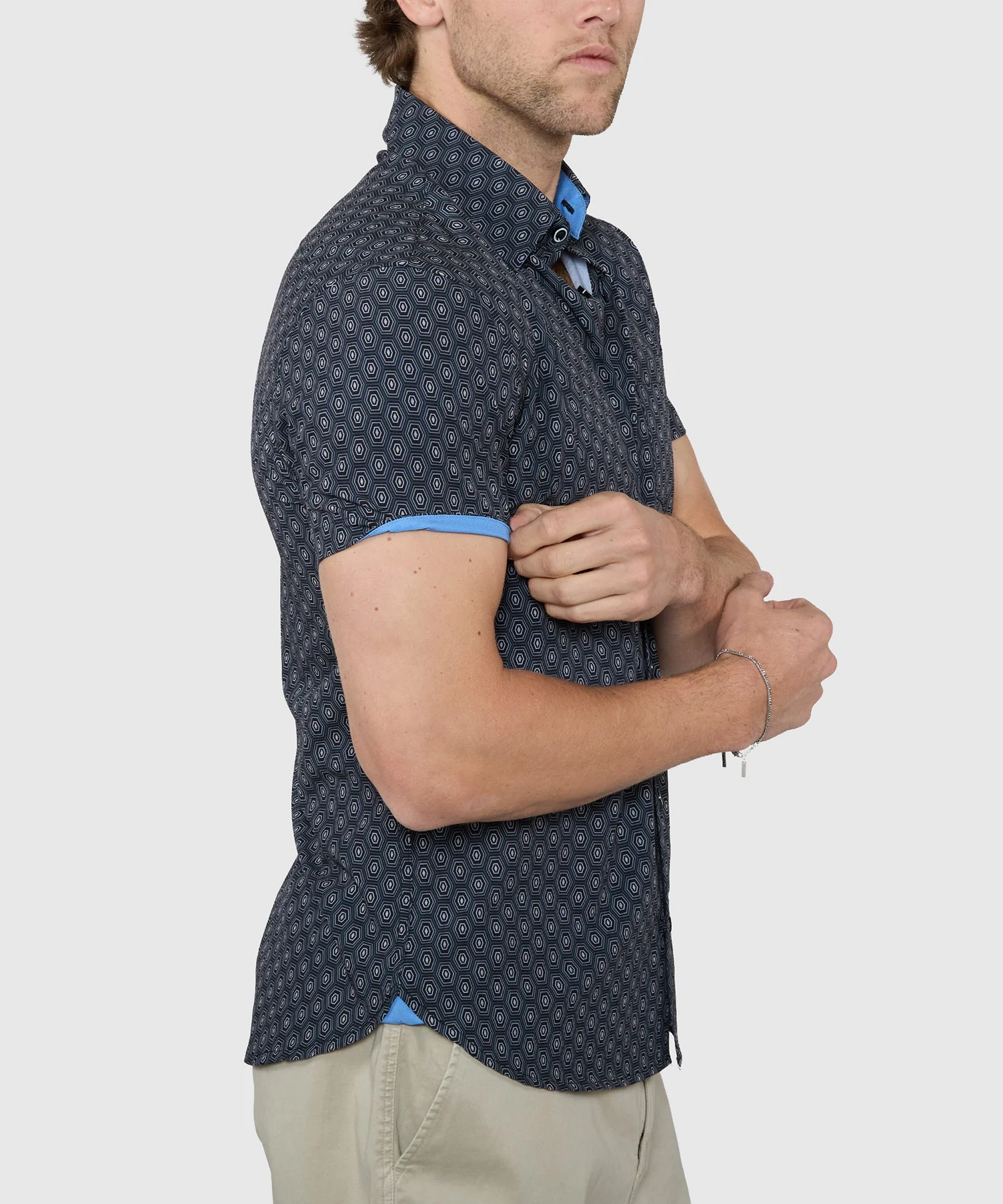 Westport Lifestyle Geo Print Performance Stretch Sport Shirt - Image 3