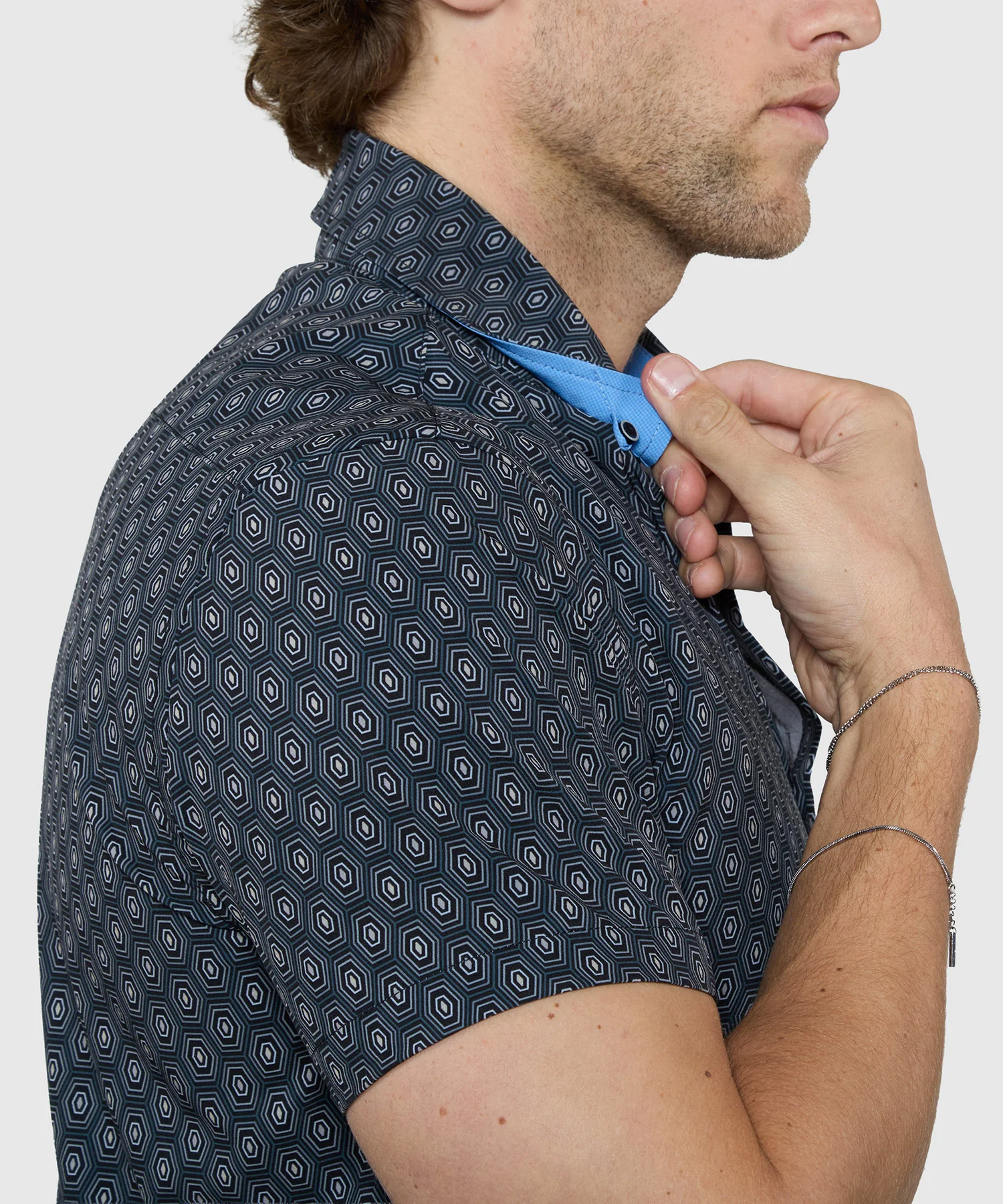 Westport Lifestyle Geo Print Performance Stretch Sport Shirt - Image 4