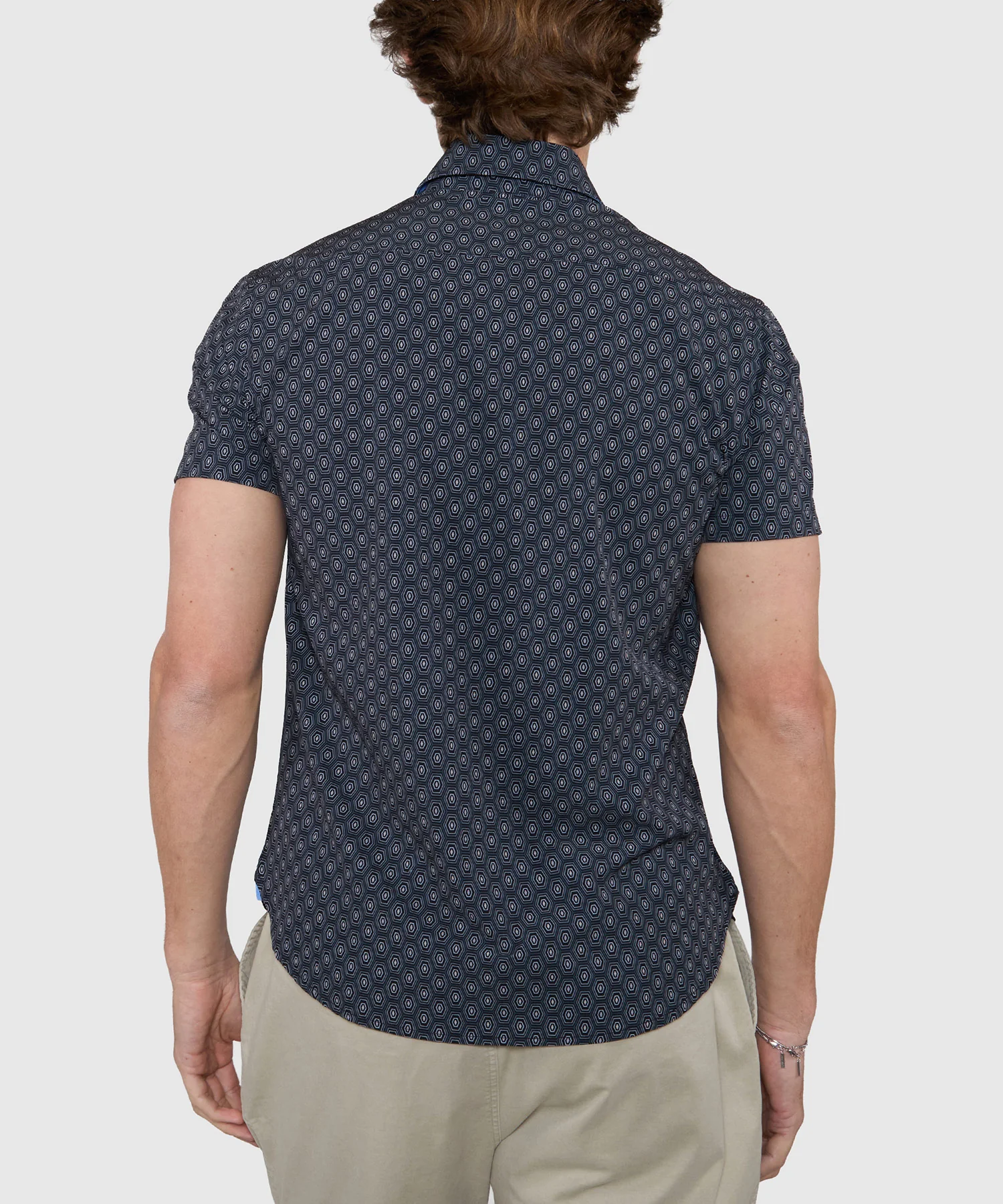 Westport Lifestyle Geo Print Performance Stretch Sport Shirt - Image 5