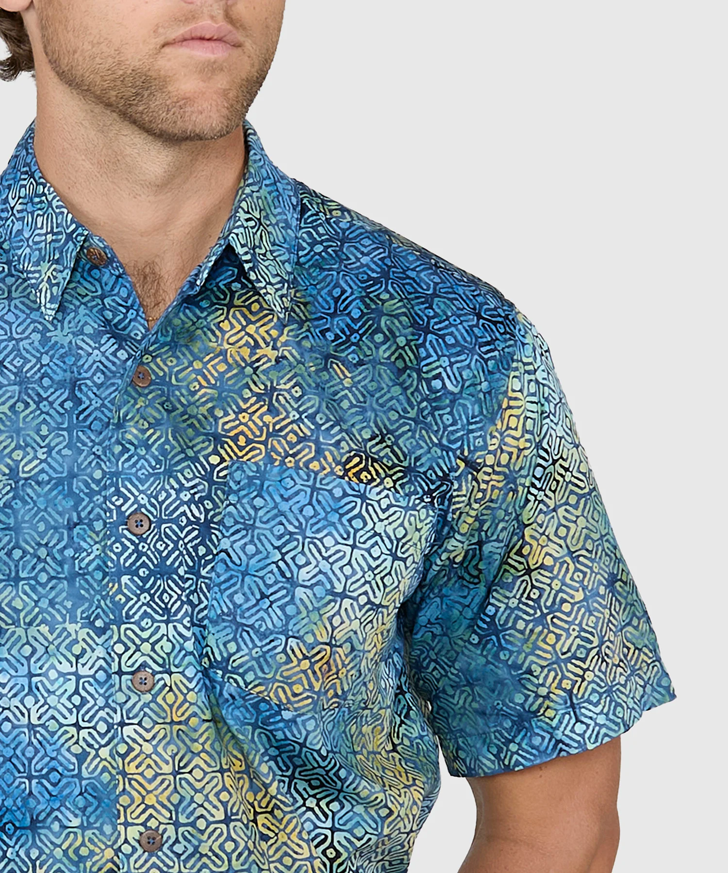 Westport Black Short Sleeve Batik Print Camp Shirt - Image 3