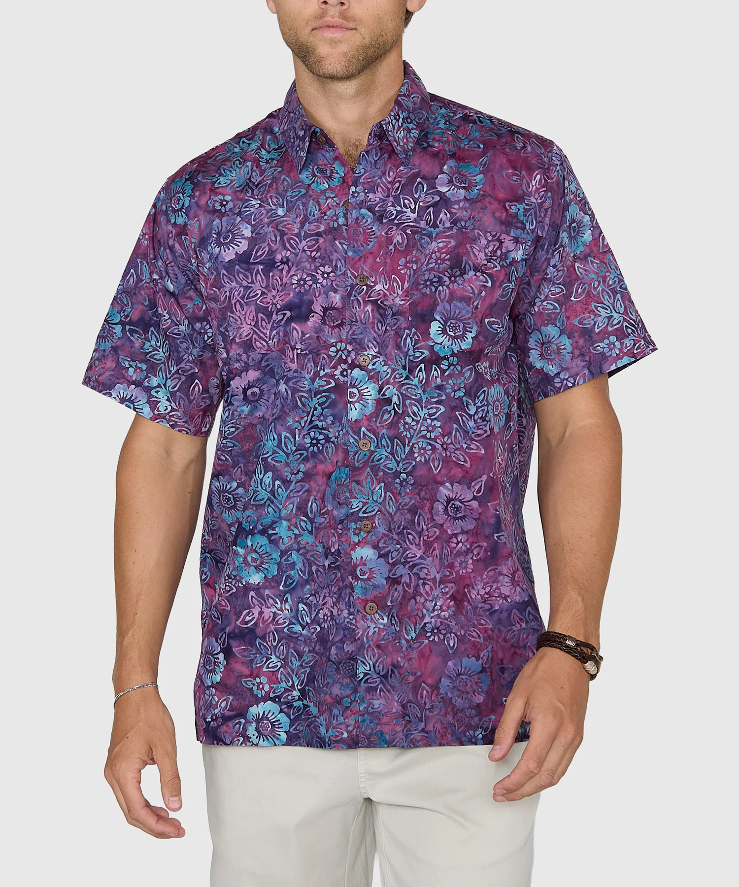 Westport Black Short Sleeve Batik Print Camp Shirt - Image 2