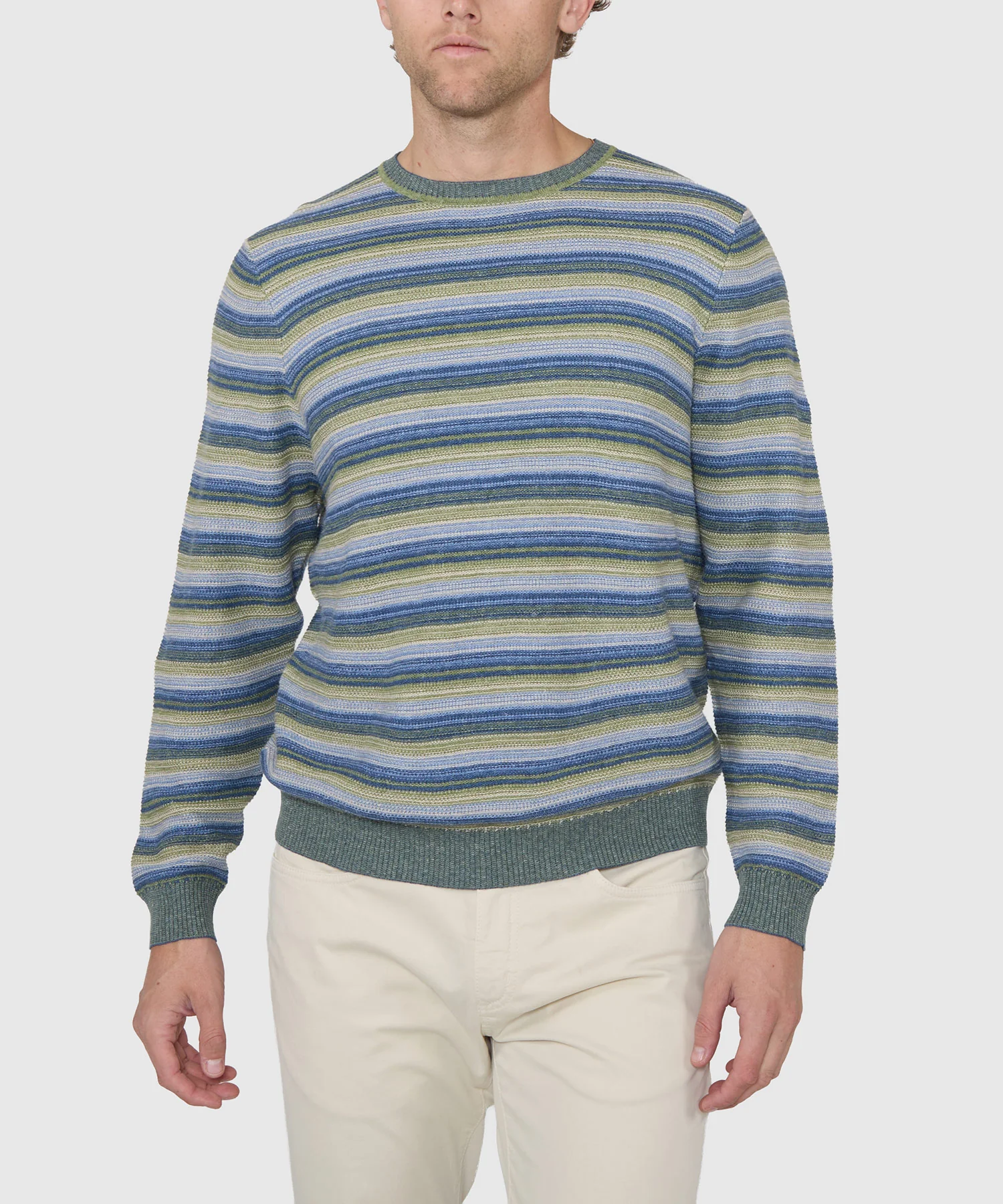 Westport Black Textured Stripe Crew Sweater - Image 2