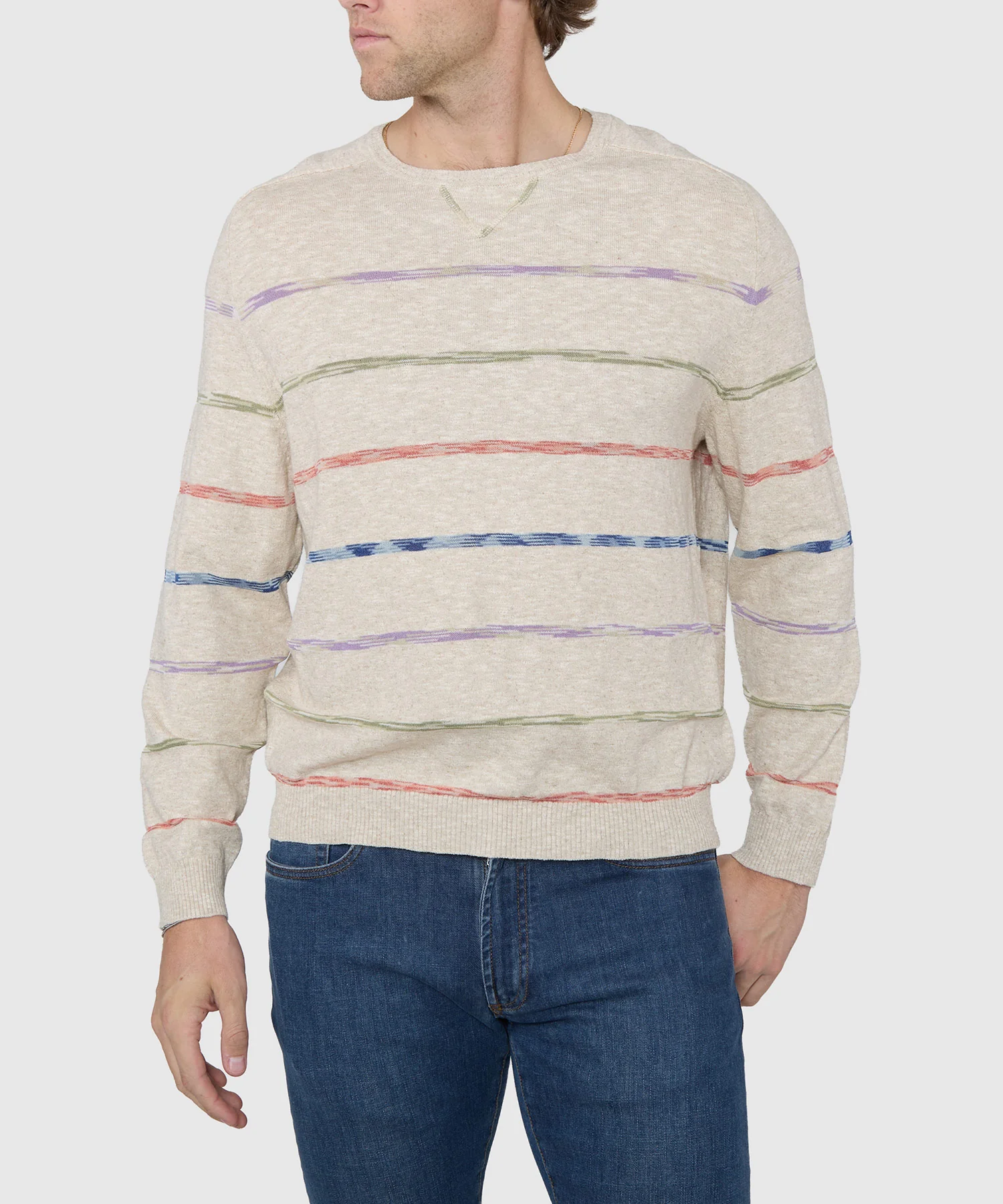 Westport Black Space Dye Stripe Crew Sweater - Image 2