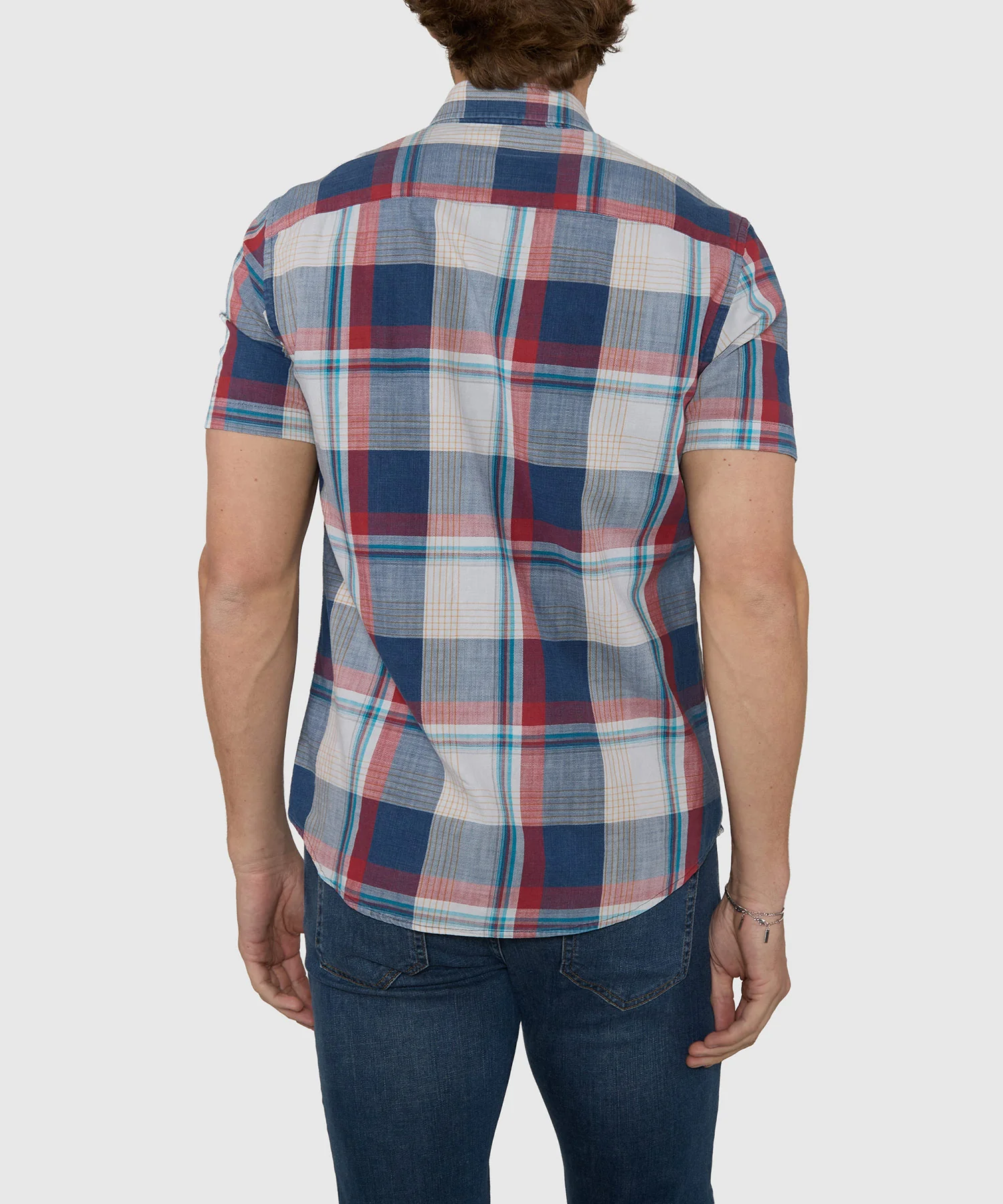 Westport Lifestyle Short Sleeve Washed Out Plaid Sport Shirt - Image 6