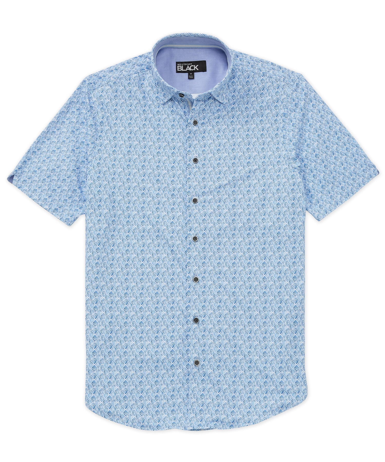 Westport Black Short Sleeve Printed Sport Shirt