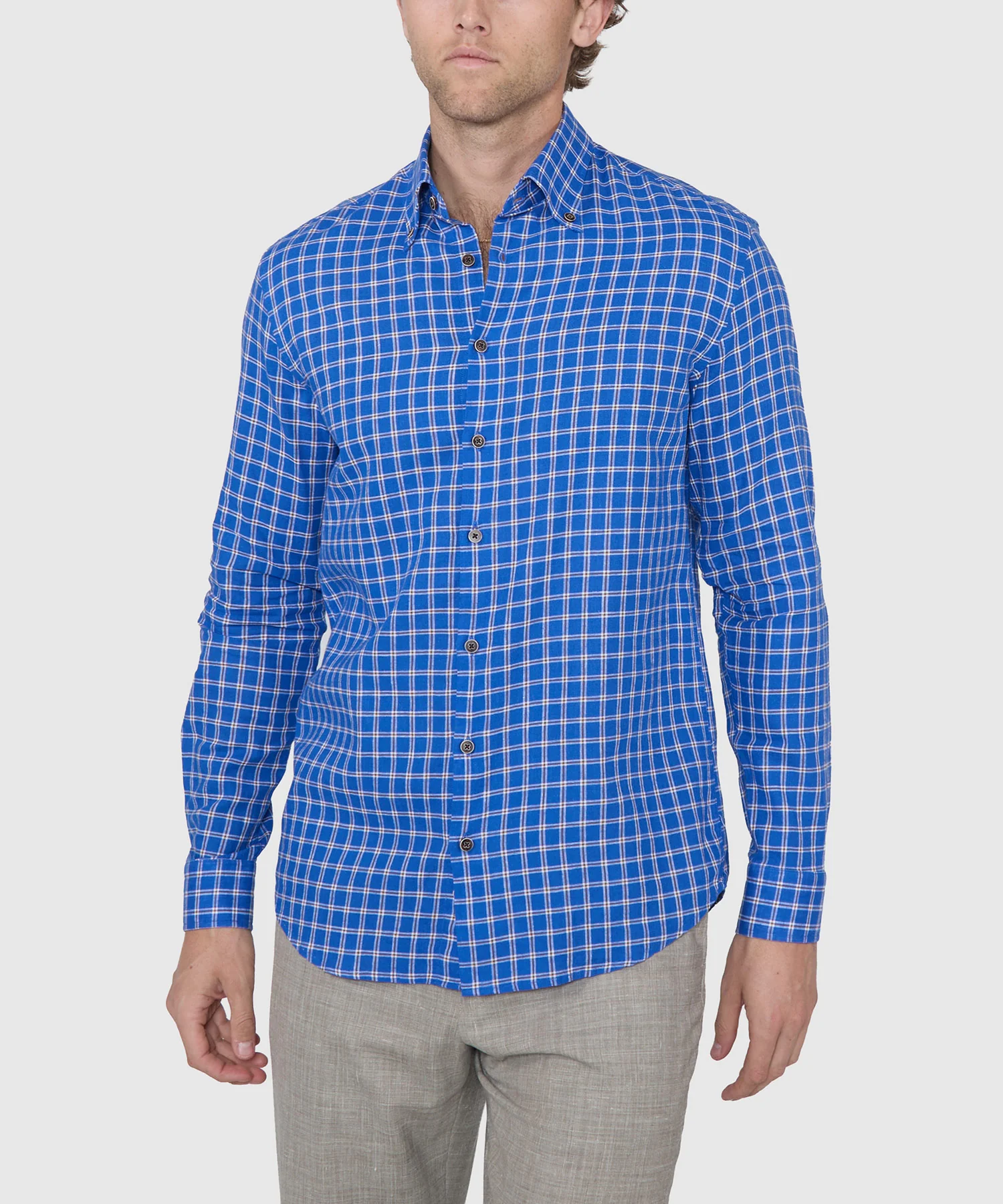 Westport Black Long Sleeve Button-Down Collar Linen-Cotton Sport Shirt - Image 2